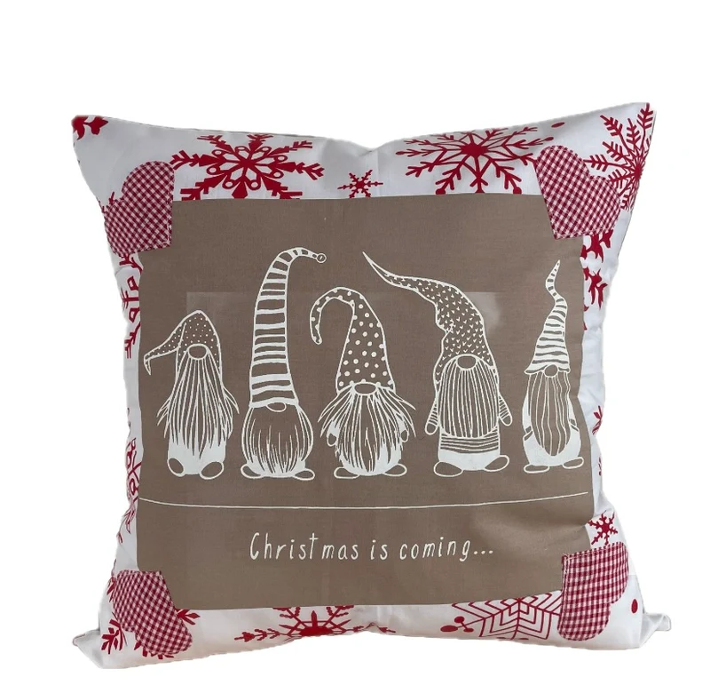 Weihnachtliche Kissenhülle * Landhausstil Kissenbezug * Dekokissen * rot/weiß/beige