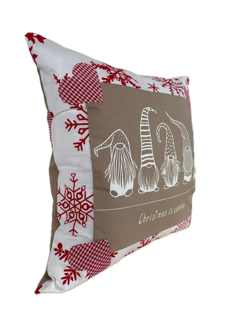 Weihnachtliche Kissenhülle * Landhausstil Kissenbezug * Dekokissen * rot/weiß/beige