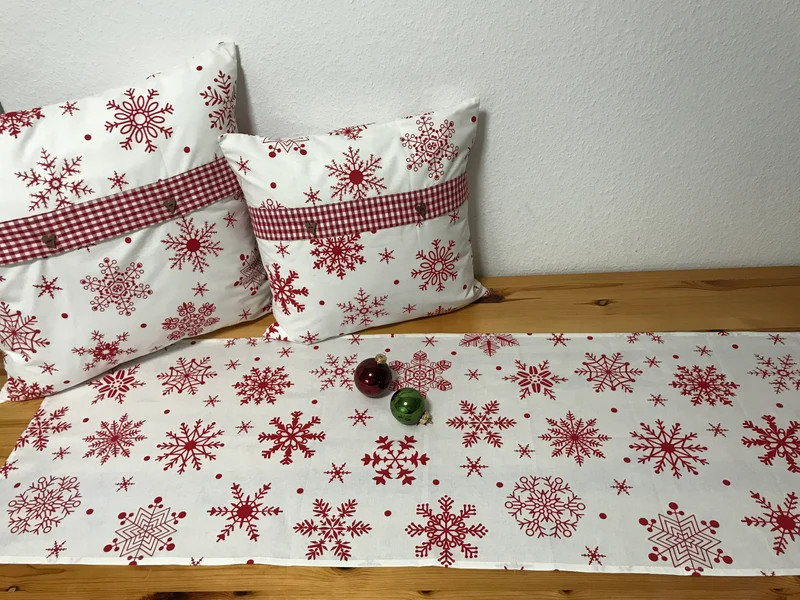 1x Weihnachtliche Landhausstil Kissenhülle * Kissenbezug * Dekokissen * weiß/rot