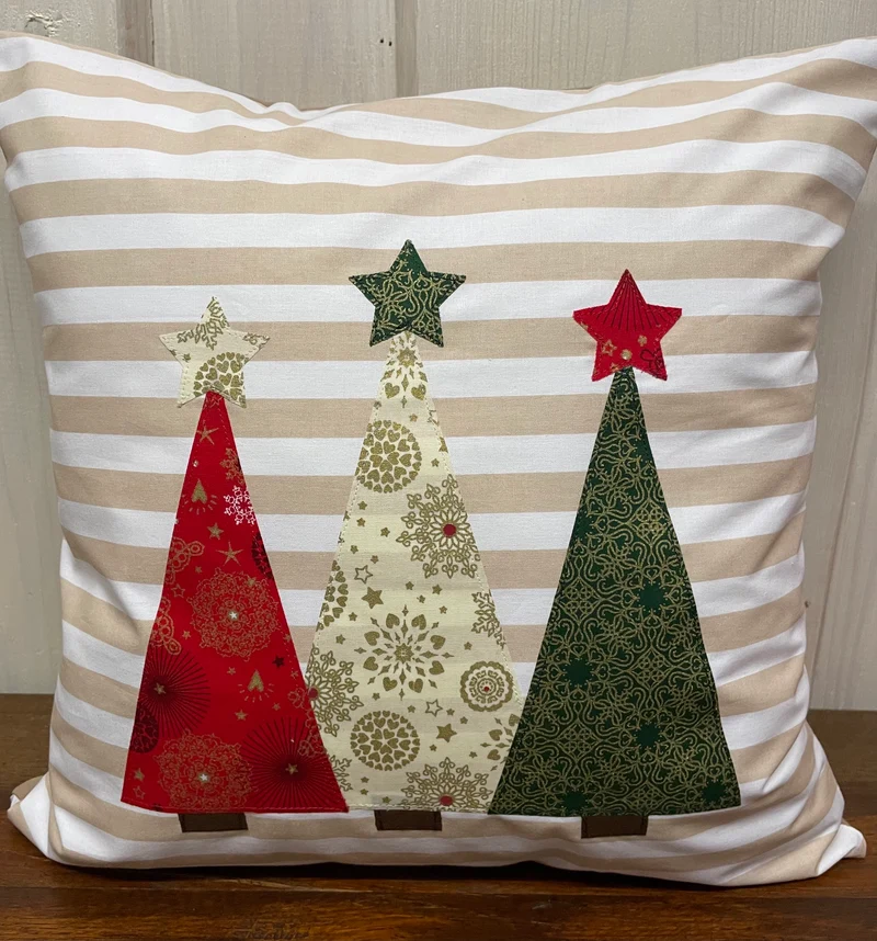 1x Weihnachtliche Landhausstil Kissenhülle * Kissenbezug * Dekokissen * beige weiß gestreift