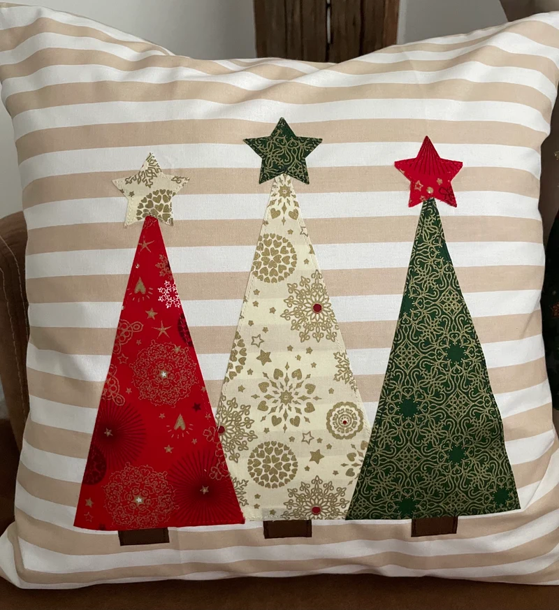 1x Weihnachtliche Landhausstil Kissenhülle * Kissenbezug * Dekokissen * beige weiß gestreift