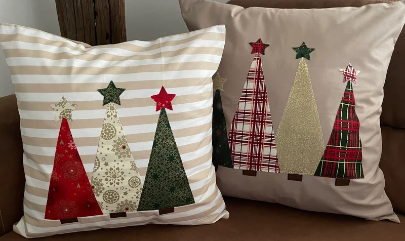 1x Weihnachtliche Landhausstil Kissenhülle * Kissenbezug * Dekokissen * beige weiß gestreift