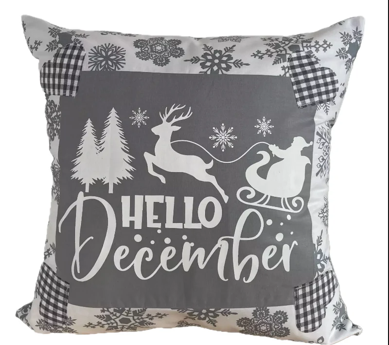 Weihnachtliche Kissenhülle * Landhausstil Kissenbezug * Dekokissen *grau/weiß