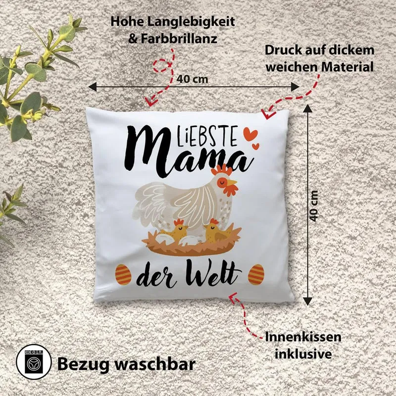 Kissen - Liebste Mama der Welt (Hühner)