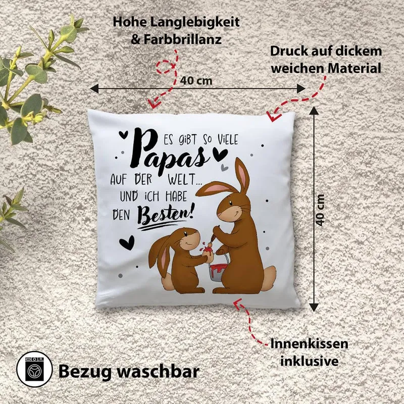 Hasen Kissen - Es gibt so viele Papas auf der Welt und ich habe den Besten!