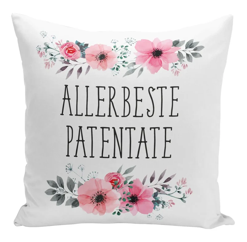 Kissen - Allerbeste Patentante mit Blümchen