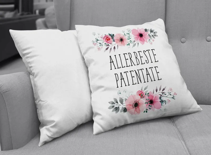 Kissen - Allerbeste Patentante mit Blümchen