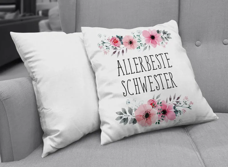 Kissen - Allerbeste Schwester mit Blümchen