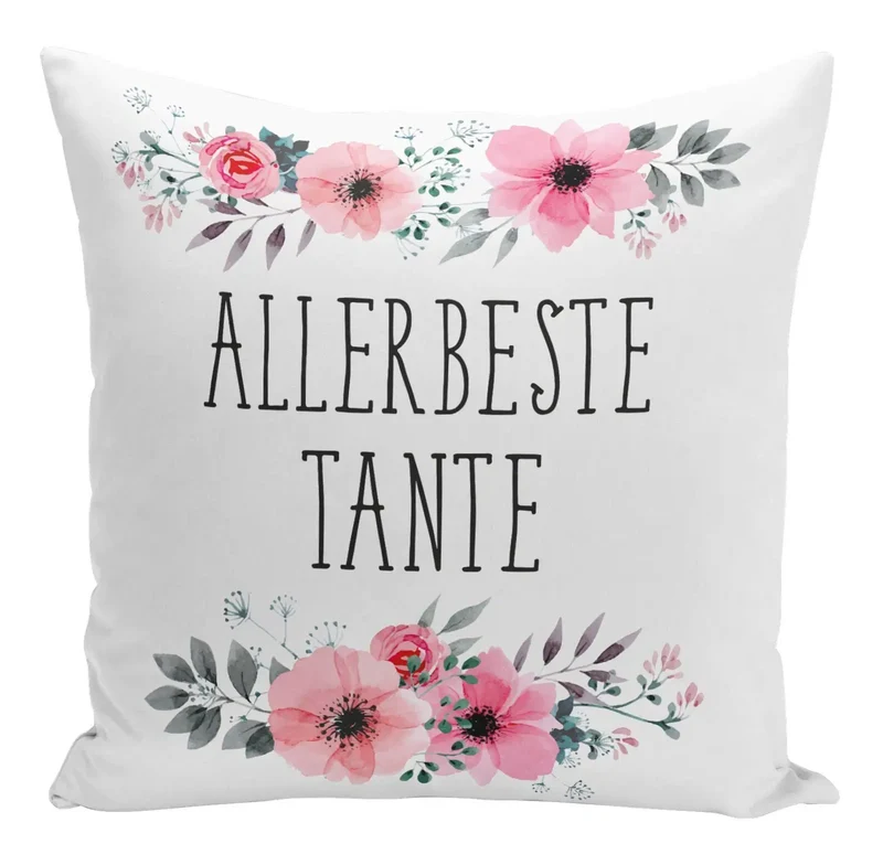 Kissen - Allerbeste Tante mit Blümchen