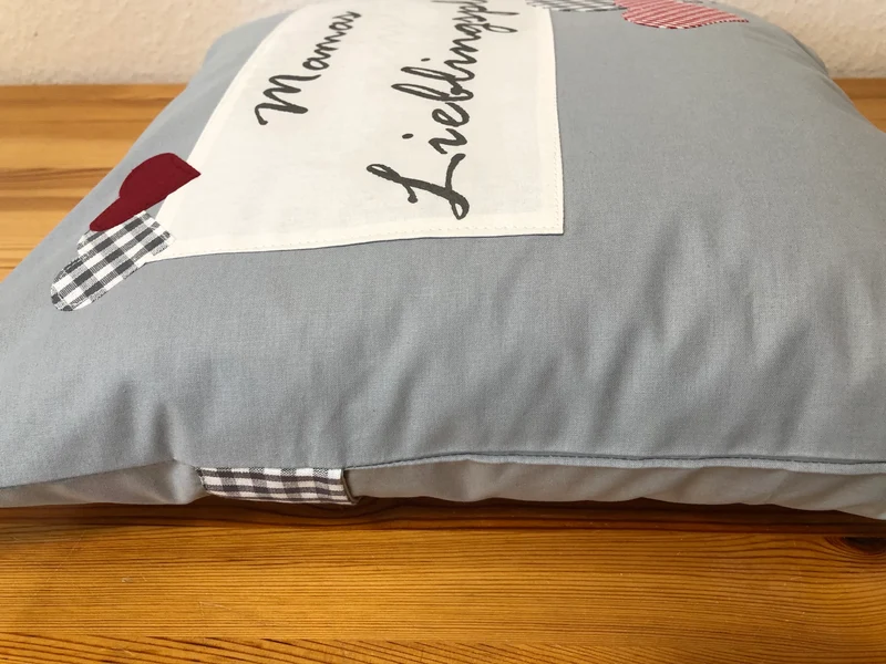 Landhausstil Kissenhülle * Kissenbezug * Dekokissen grau * Mamas Lieblingsplatz *