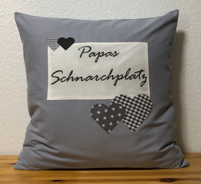 Landhausstil Kissenhülle * Kissenbezug * Dekokissen grau * Papas Schnarchplatz *