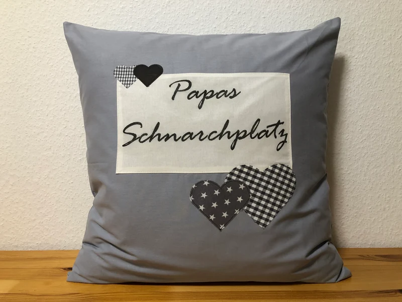 Landhausstil Kissenhülle * Kissenbezug * Dekokissen grau * Papas Schnarchplatz *