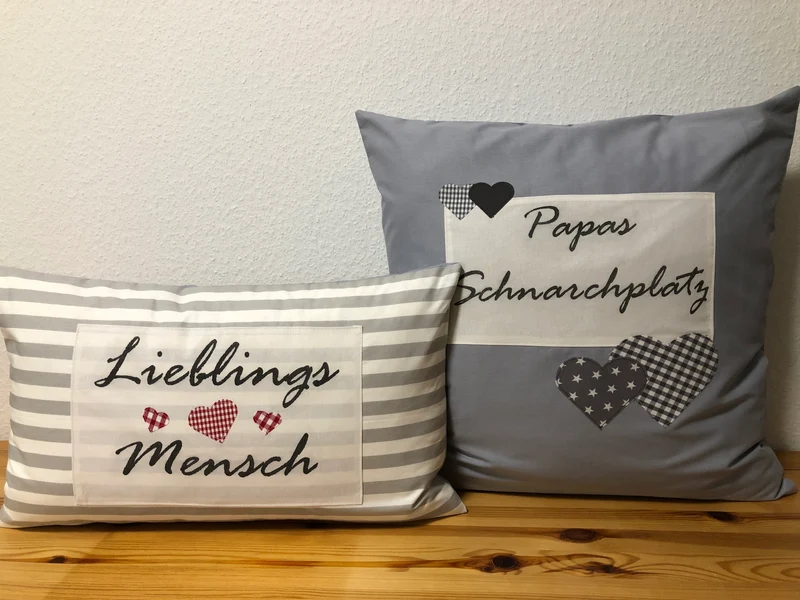 Landhausstil Kissenhülle * Kissenbezug * Dekokissen grau * Papas Schnarchplatz *
