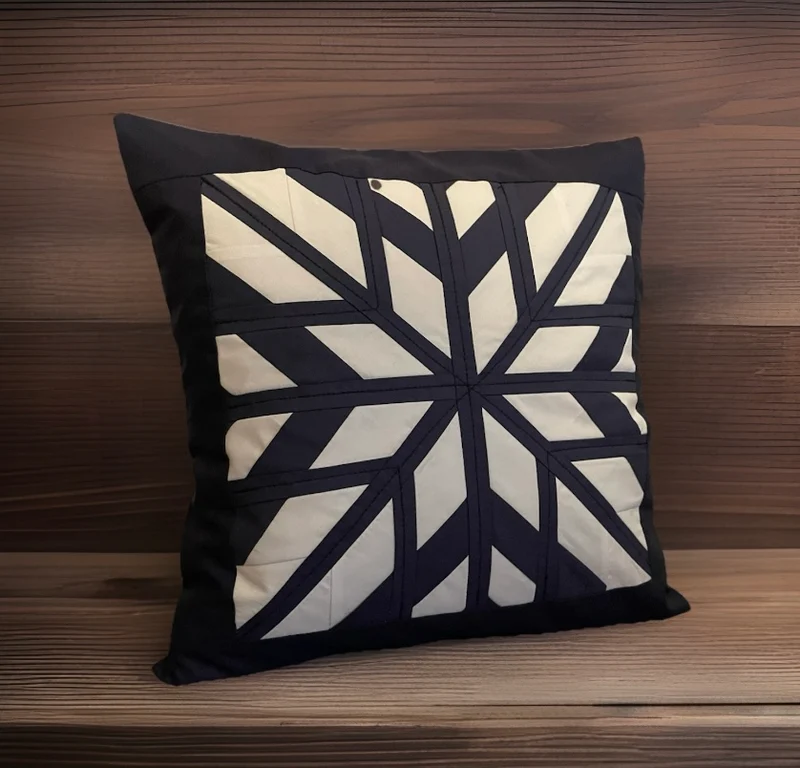 Patchwork Kissenhülle, Landhausstil Kissenbezug, blau/weiß 40x40cm