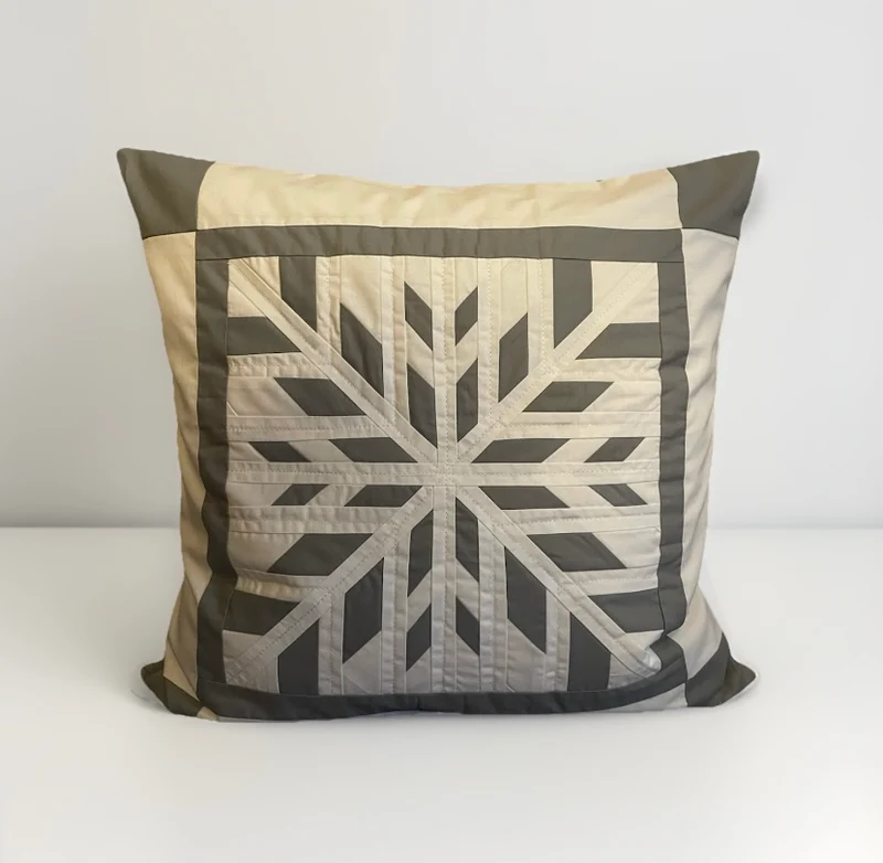 Patchwork Kissenhülle, Landhausstil Kissenbezug, grau/weiß 50x50cm