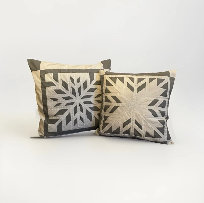 Patchwork Kissenhülle, Landhausstil Kissenbezug, grau/weiß 50x50cm