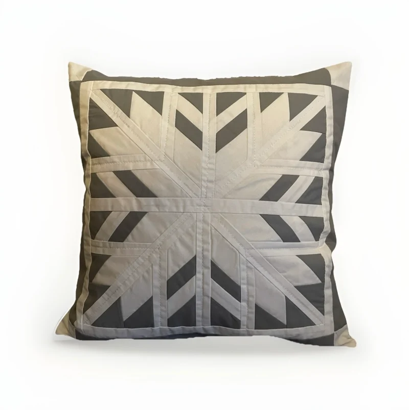 Patchwork Kissenhülle, Landhausstil Kissenbezug, grau/weiß 40x40cm