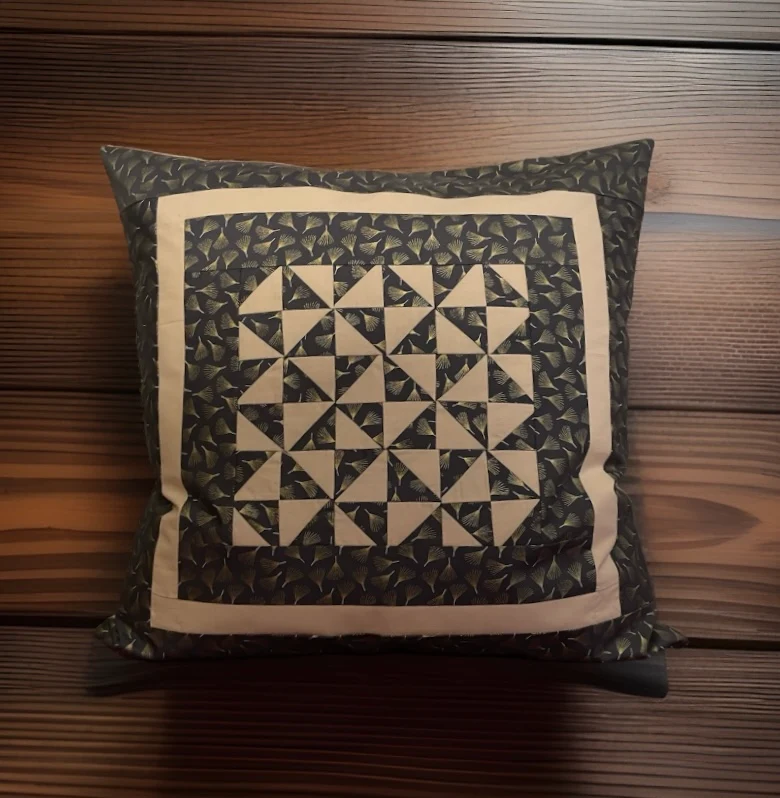 Patchwork Kissenhülle, Landhausstil Kissenbezug, grau/beige 50x50cm