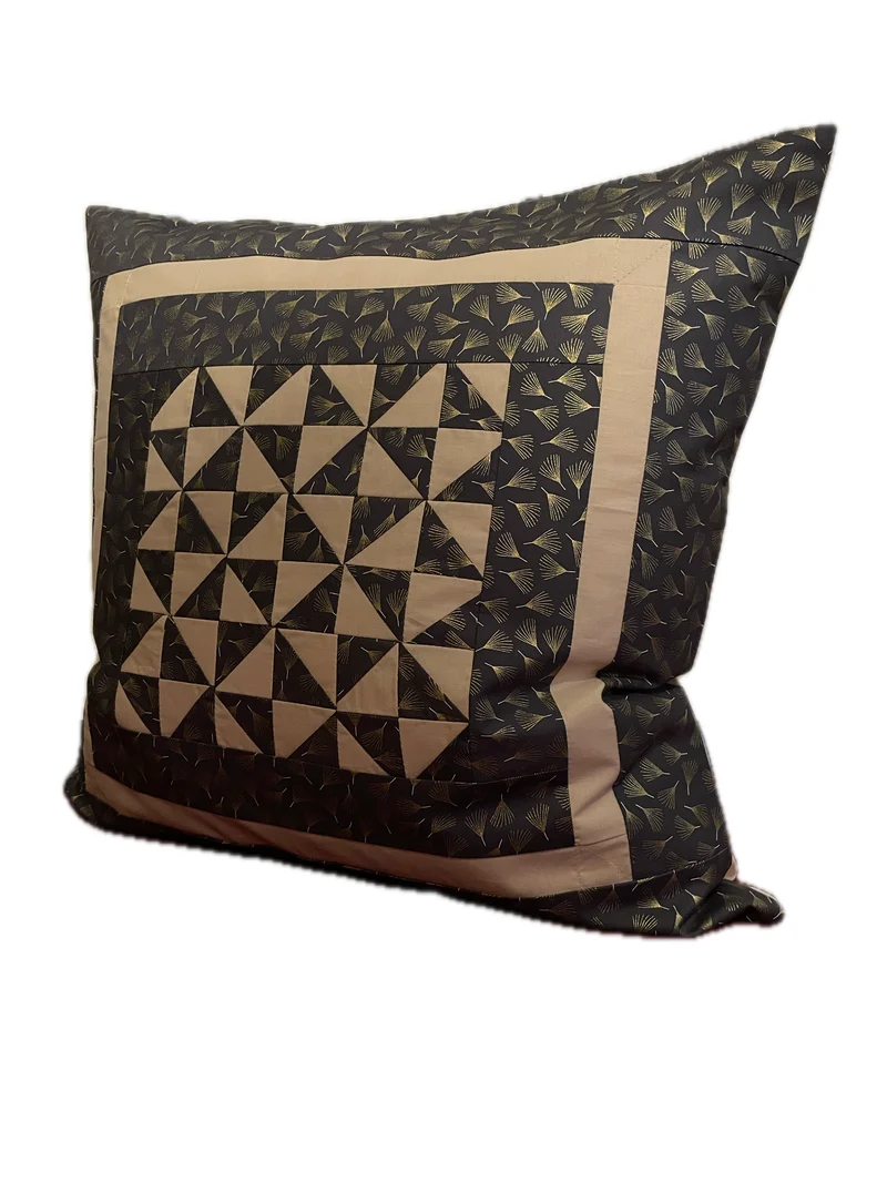 Patchwork Kissenhülle, Landhausstil Kissenbezug, grau/beige 50x50cm