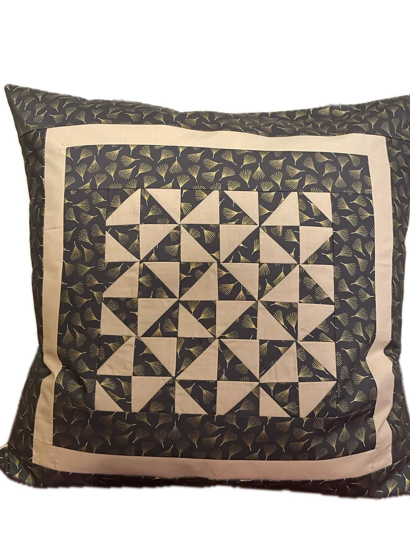 Patchwork Kissenhülle, Landhausstil Kissenbezug, grau/beige 50x50cm