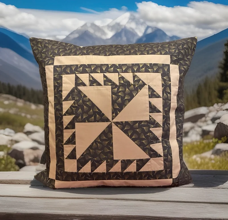Patchwork Kissenhülle, Landhausstil Kissenbezug, grau/beige 50x50cm