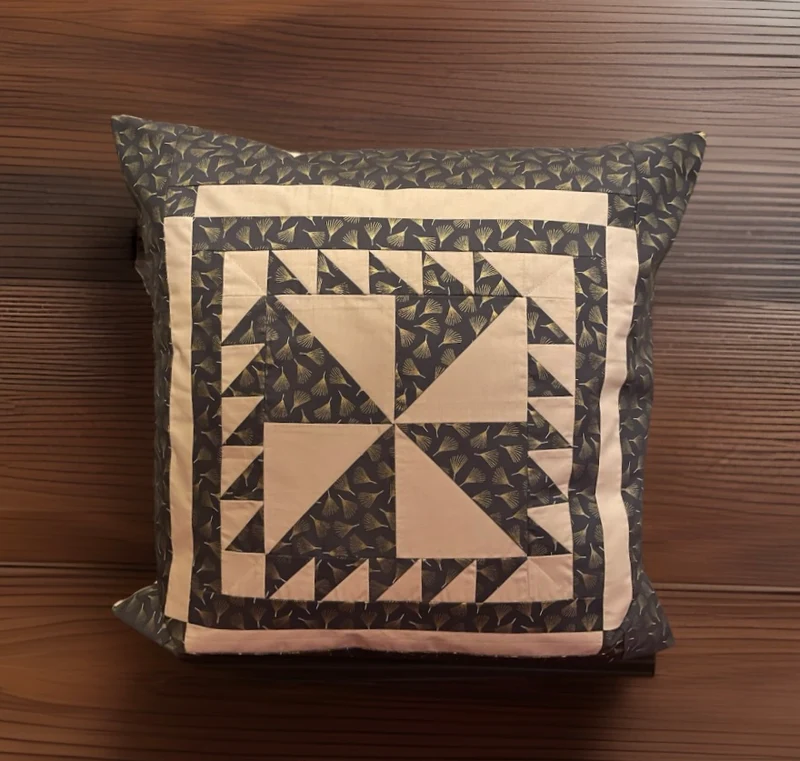 Patchwork Kissenhülle, Landhausstil Kissenbezug, grau/beige 50x50cm