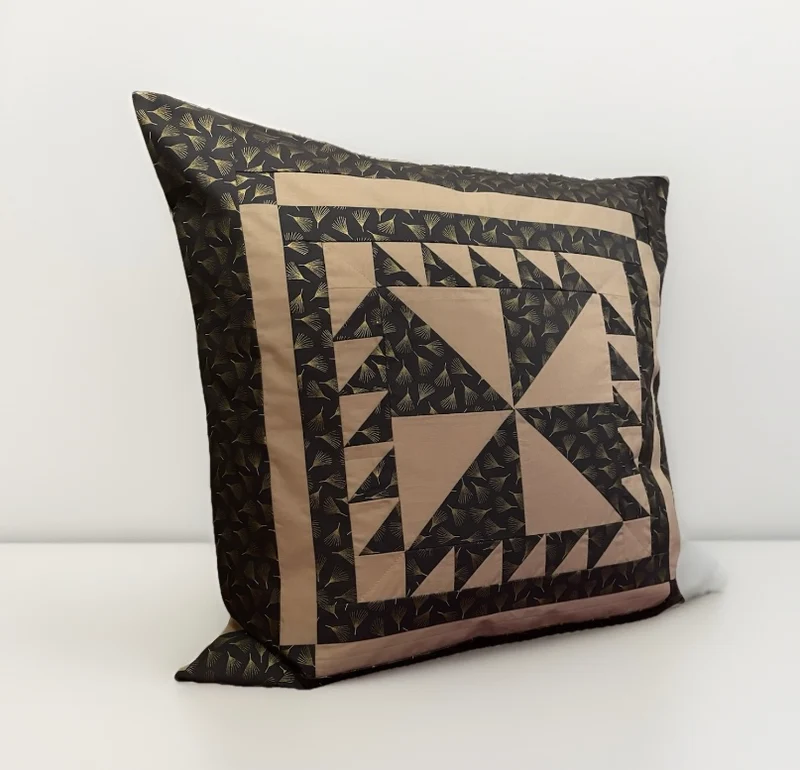 Patchwork Kissenhülle, Landhausstil Kissenbezug, grau/beige 50x50cm