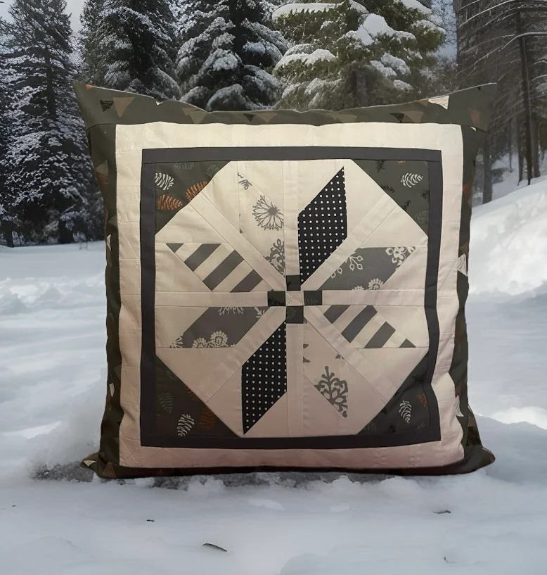 Patchwork Kissenhülle, Landhausstil Kissenbezug, grau/weiß/grün 50x50cm