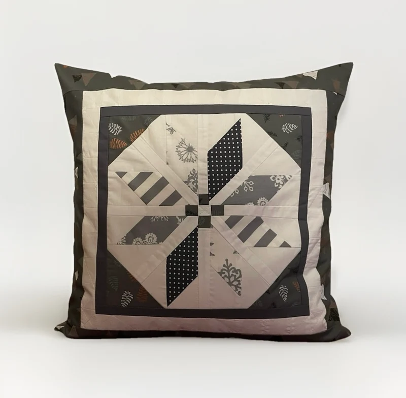 Patchwork Kissenhülle, Landhausstil Kissenbezug, grau/weiß/grün 50x50cm