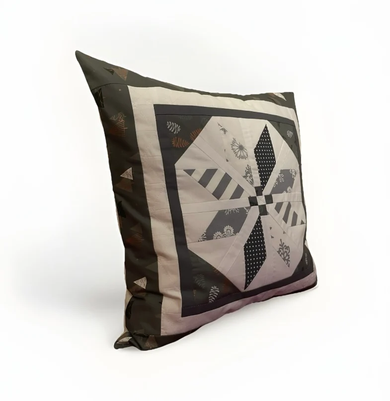 Patchwork Kissenhülle, Landhausstil Kissenbezug, grau/weiß/grün 50x50cm