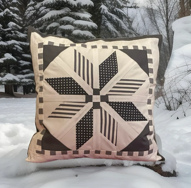 Patchwork Kissenhülle, Landhausstil Kissenbezug, grau/weiß 40x40cm