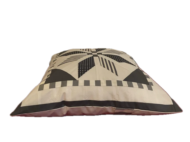 Patchwork Kissenhülle, Landhausstil Kissenbezug, grau/weiß 40x40cm