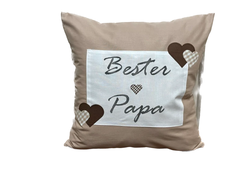 Landhausstil Kissenhülle, Vatertags Kissenbezug, Dekokissen *Bester Papa *beige/weiß
