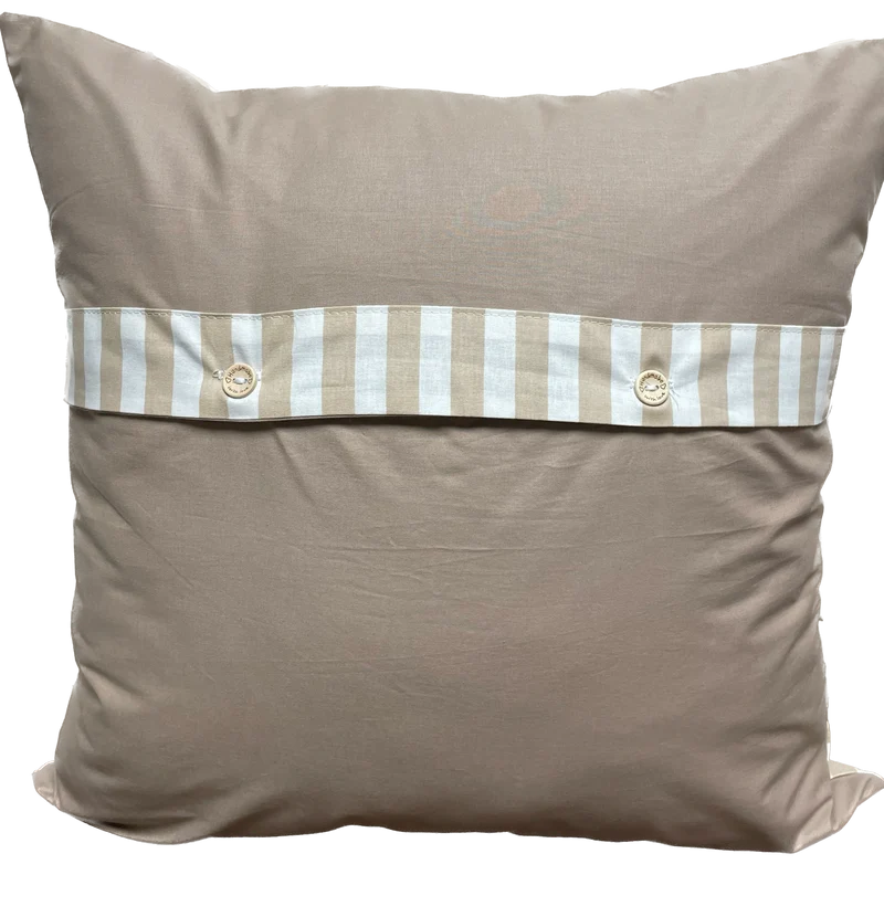 Landhausstil Kissenhülle, Kissenbezug, Dekokissen *Bester Opa* beige/weiß gestreift