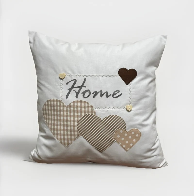 Landhausstil Kissenhülle * Kissenbezug * Dekokissen * Home * weiß/beige mit Herzen