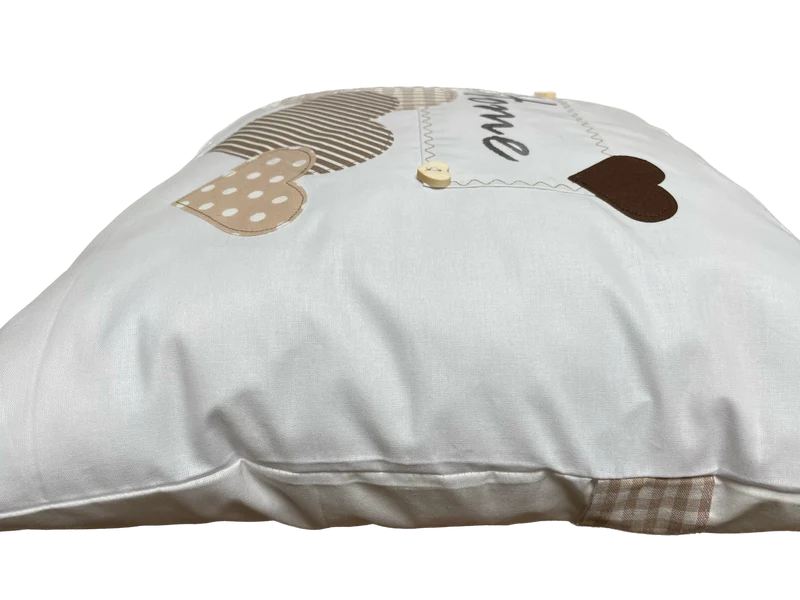 Landhausstil Kissenhülle * Kissenbezug * Dekokissen * Home * weiß/beige mit Herzen