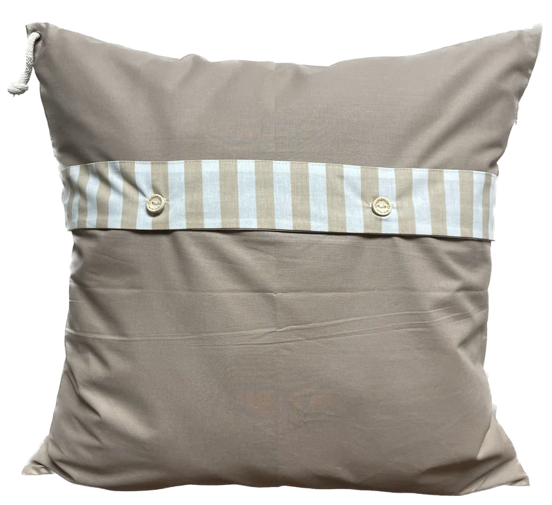 Maritime Kissenhülle, Landhausstil Dekokissen *Anker* beige/weiß gestreift