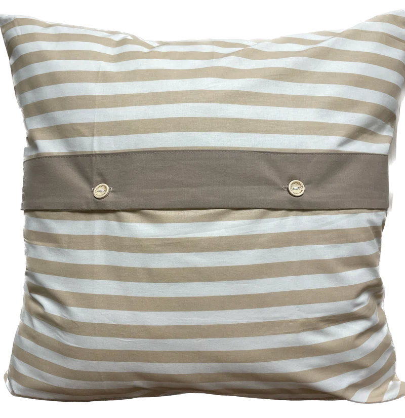 1 Maritime Kissenhülle, Landhausstil Kissenbezug * Seemannsknoten * beige/weiß gestreift