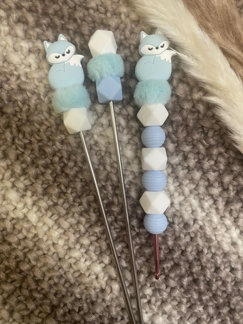 Häkelnadel Fuchs Amigurumisticks blau weiß Set
