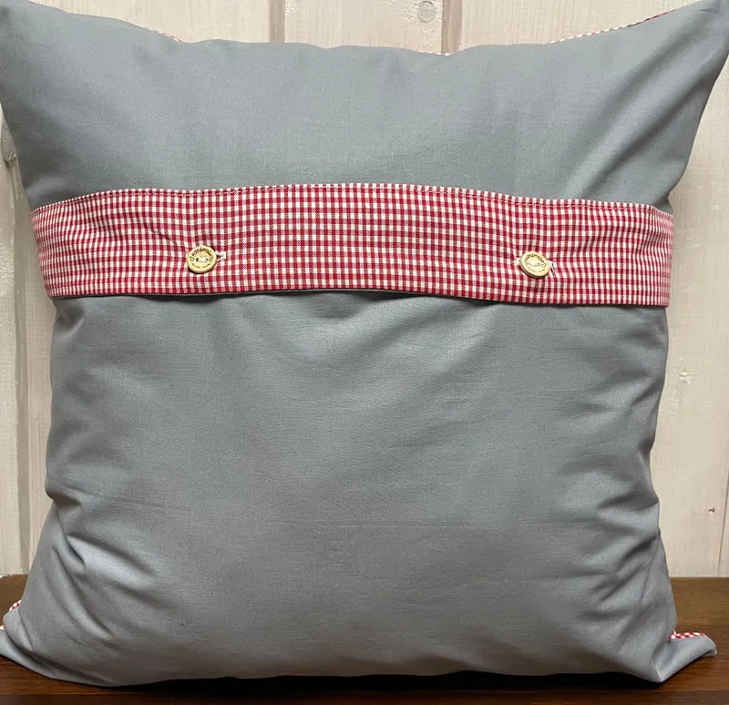 Landhausstil Kissenhülle * Kissenbezug * rot/weiß kariertes Dekokissen * Gams *
