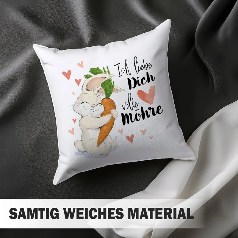 Kissen - Ich liebe Dich volle Möhre (Hase)
