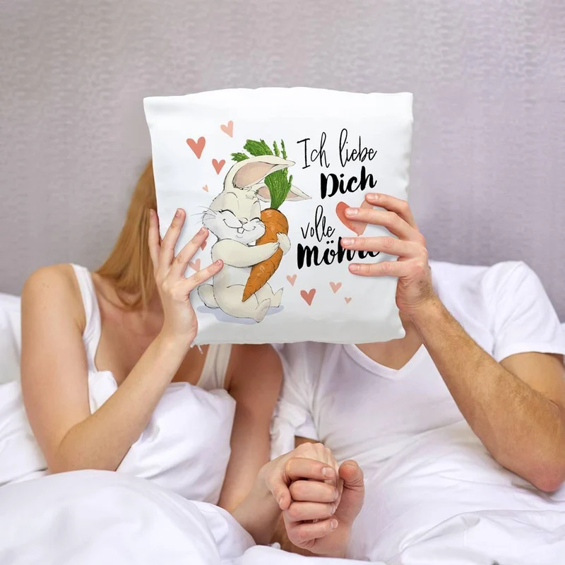 Kissen - Ich liebe Dich volle Möhre (Hase)