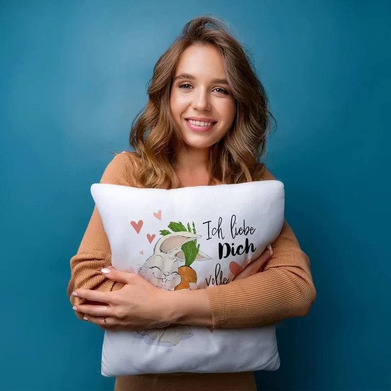 Kissen - Ich liebe Dich volle Möhre (Hase)