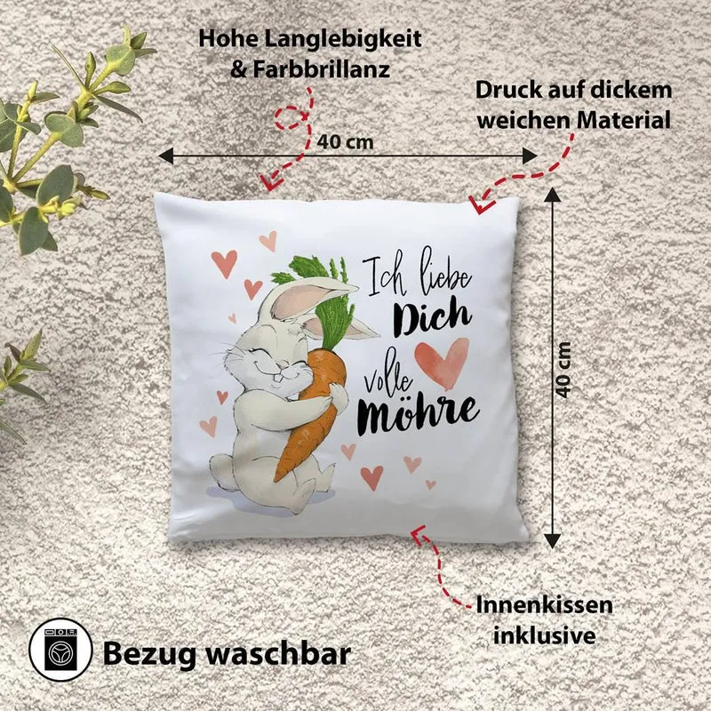 Kissen - Ich liebe Dich volle Möhre (Hase)