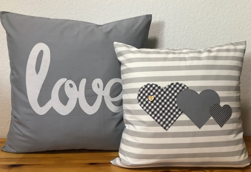 Landhausstil Kissenhülle * Kissenbezug * Dekokissen * Herzen *