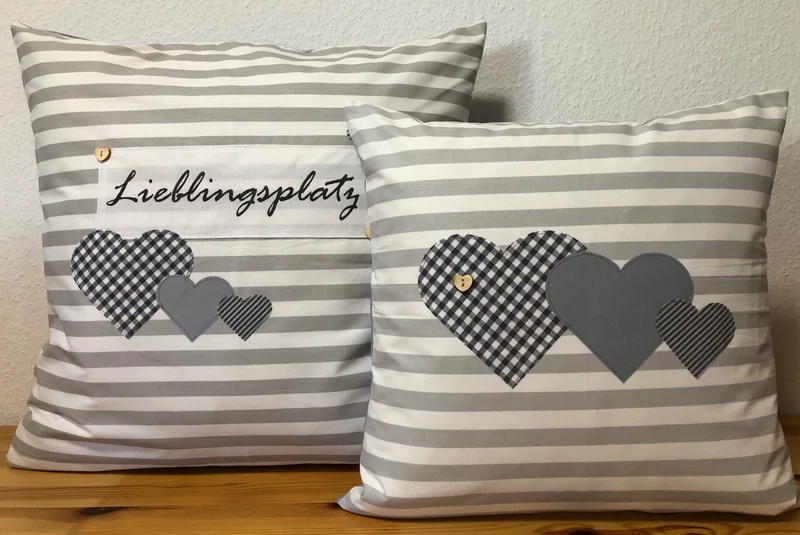 Landhausstil Kissenhülle * Kissenbezug * Dekokissen * Herzen *