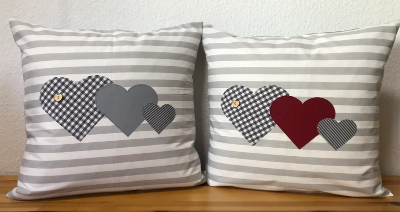 Landhausstil Kissenhülle * Kissenbezug * Dekokissen * Herzen *
