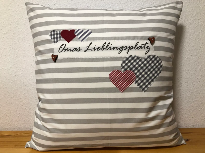 1x Landhausstil Kissenhülle * Kissenbezug * Dekokissen * Omas Lieblingsplatz *