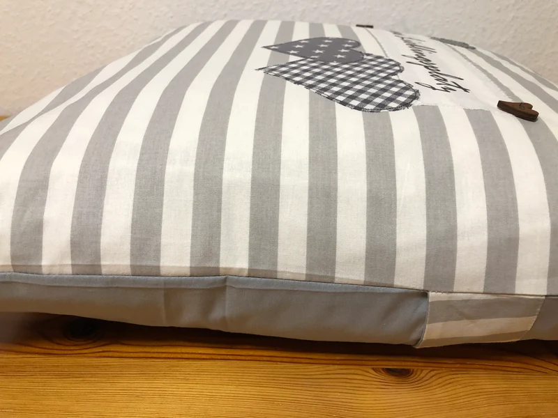 Landhausstil Kissenhülle * Kissenbezug * Dekokissen * Opas Lieblingsplatz * grau/weiß