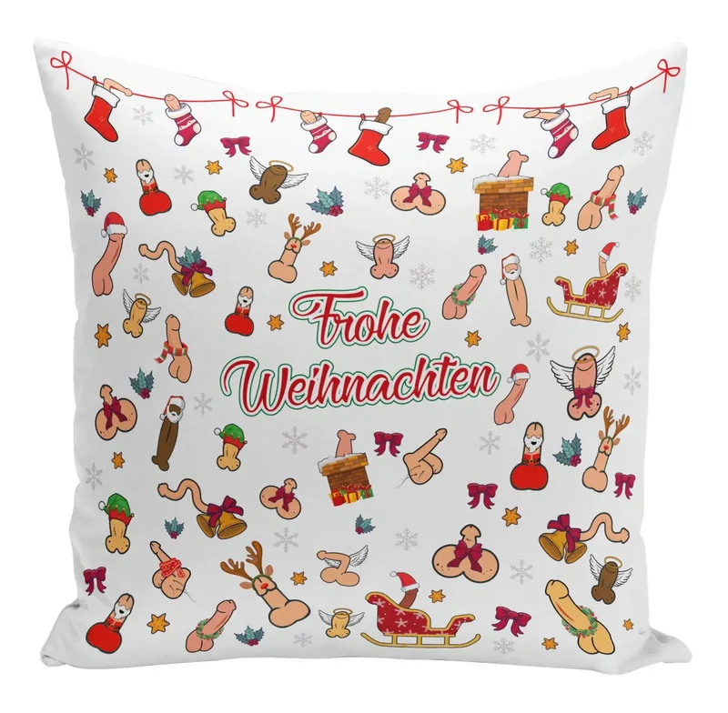 Kissen - Frohe Weihnachten Penis Wimmelbild